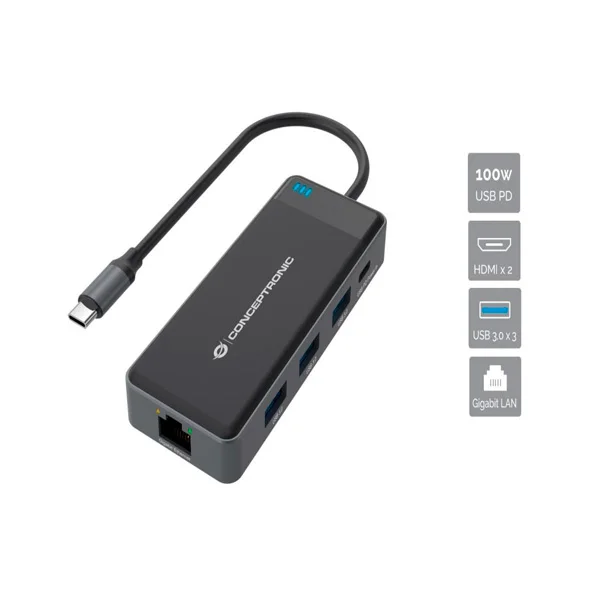 Hub Conceptronic Dock Usb-C Dual Display