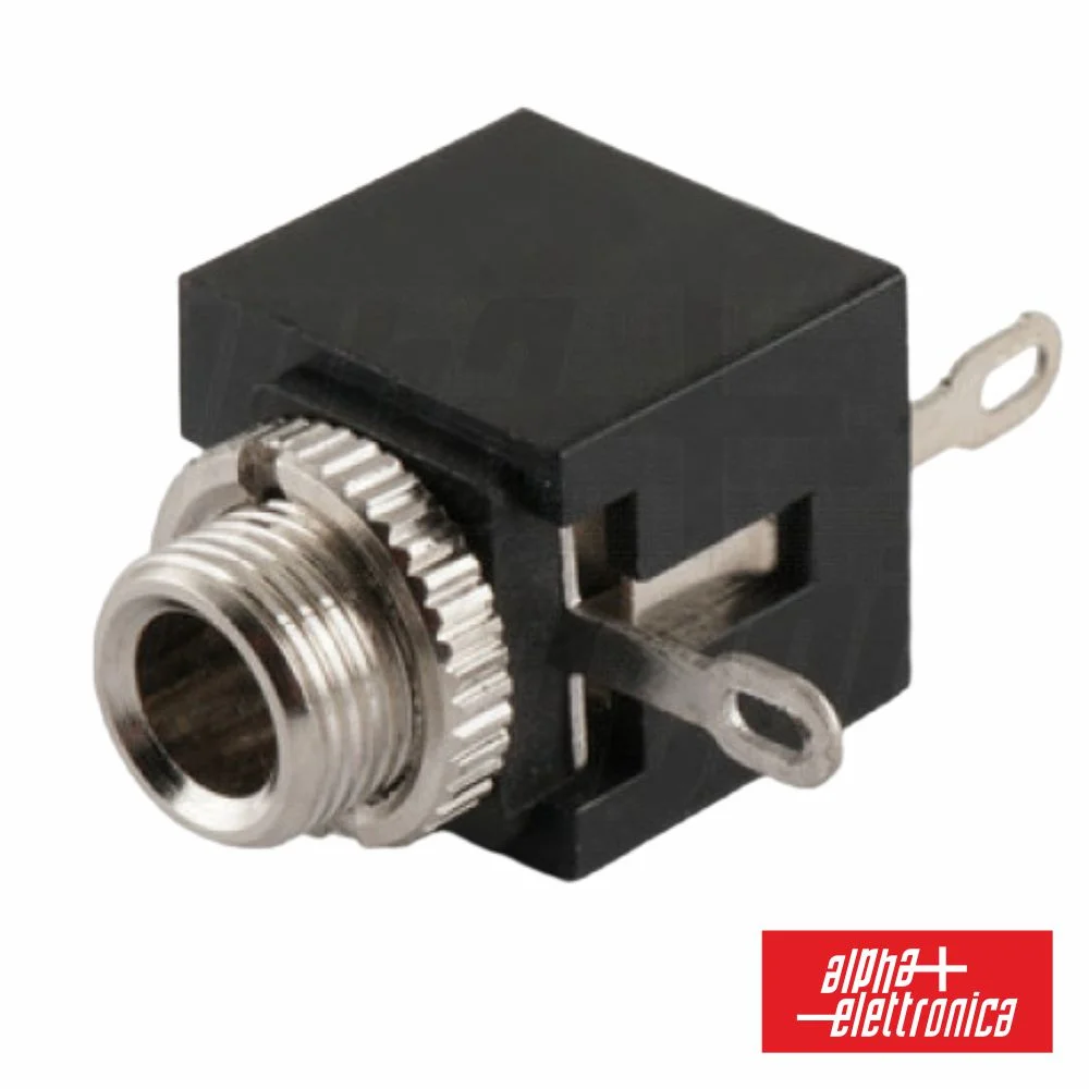 Ficha Jack 3.5mm Fêmea P/Chassis Preto Mono