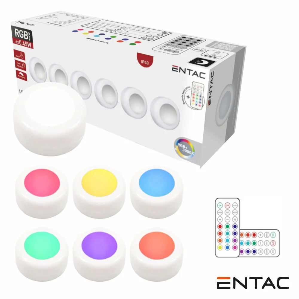 Conjunto De 6 Apliques LED RGB+W C/ Comando IP40 ENTAC