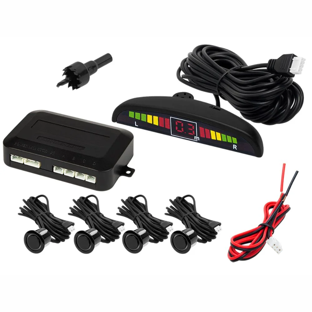 Kit de Estacionamento C/ 4 Sensores Pretos 19mm E Visor