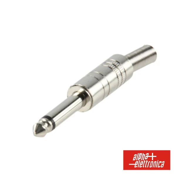 Ficha Jack 6.35mm Macho Mono C/Guarda Cabo Em Mola
