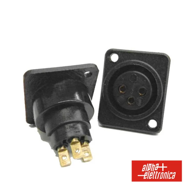 Ficha Xlr Fêmea 3 Pinos Pvc Preta Painel
