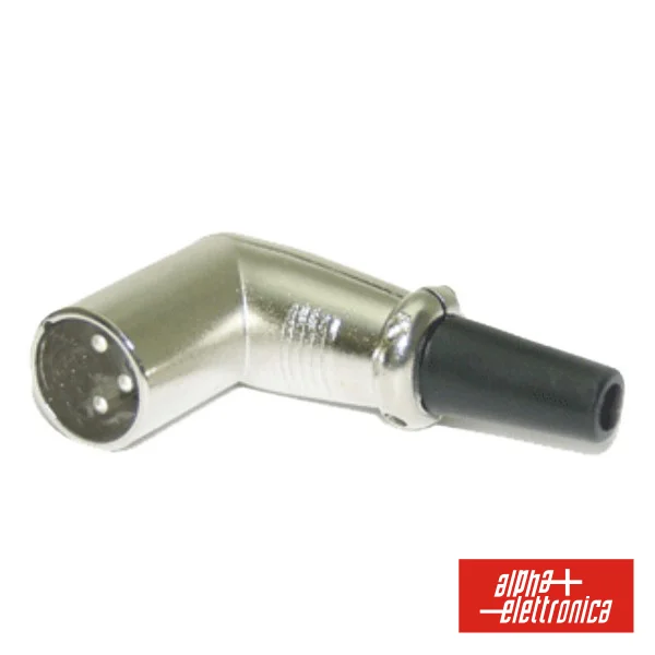 Ficha Xlr Macho 3 Pinos Metálica 90º Prateada