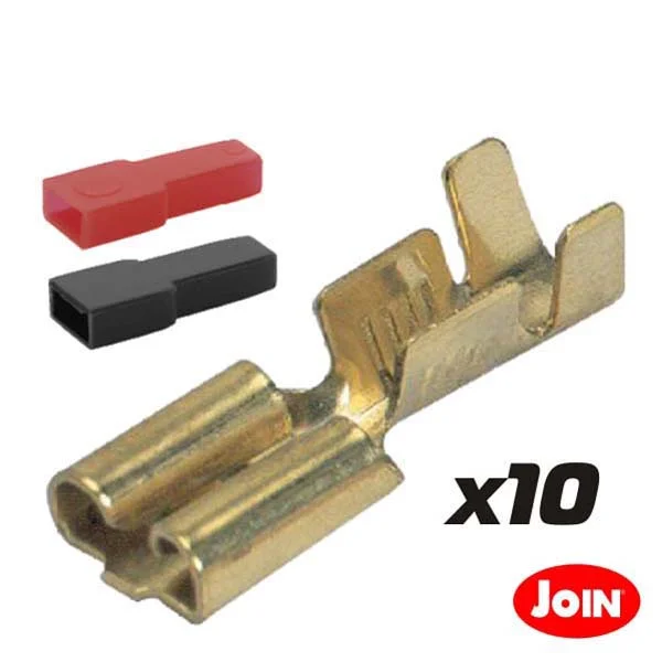 Conjunto De 10 Terminais Faston Macho C/Capas