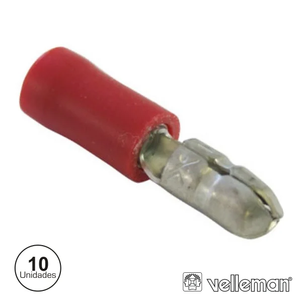 Terminal Bala Isolado Macho 3.9mm Vermelho