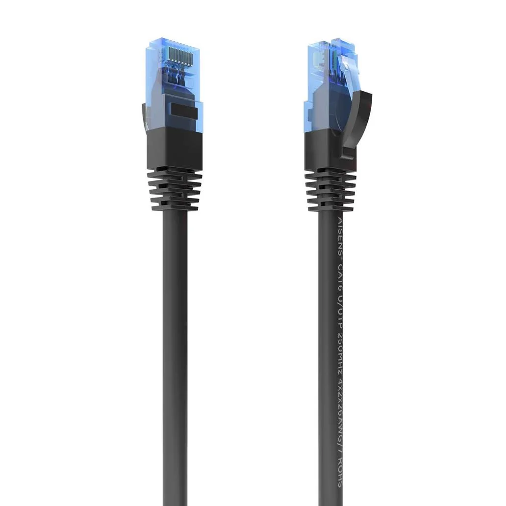Cabo rede rj45 cat.6 utp awg26 cca preto 5.0m