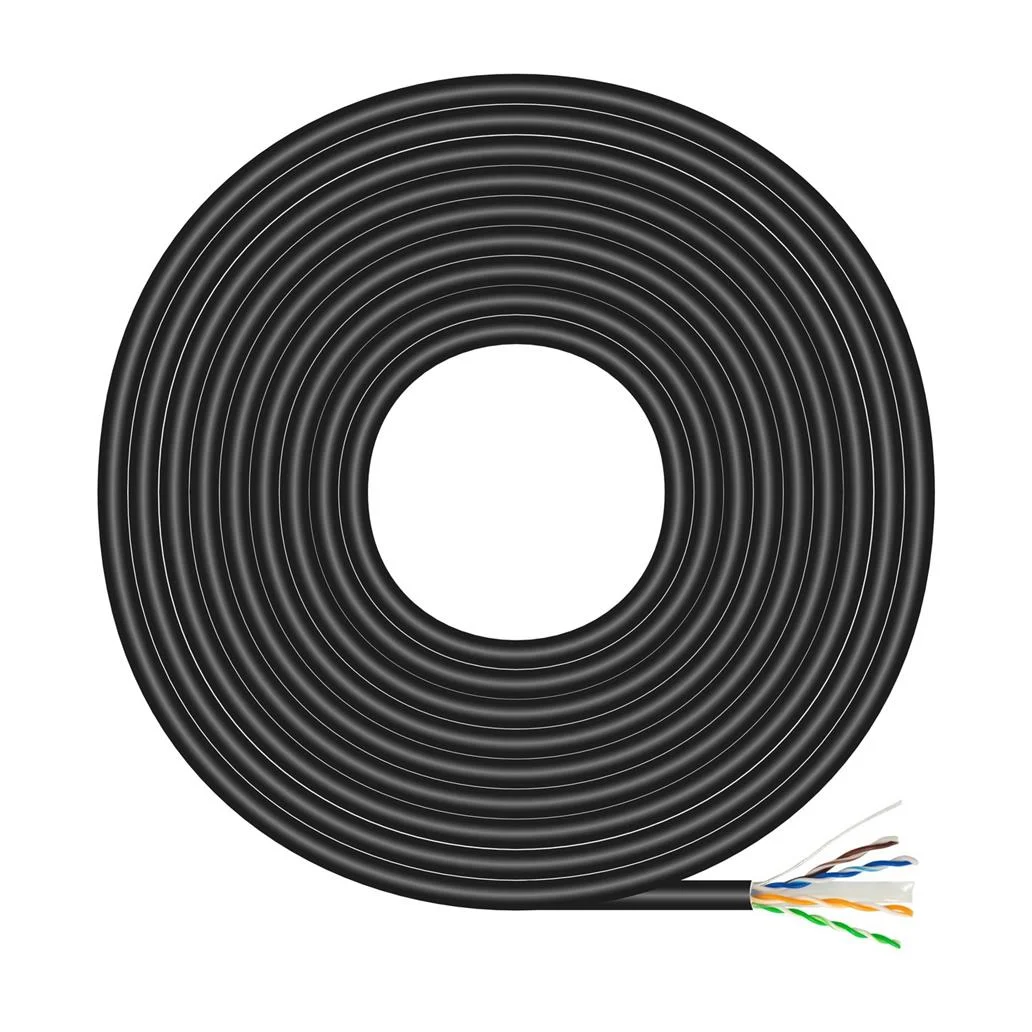 Cabo rede rj45 cat.6 utp rigido cca awg23 exterior preto