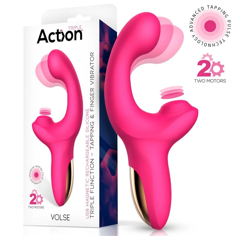 Vibrador volse de tripla função com toque de dedo e pulsação
