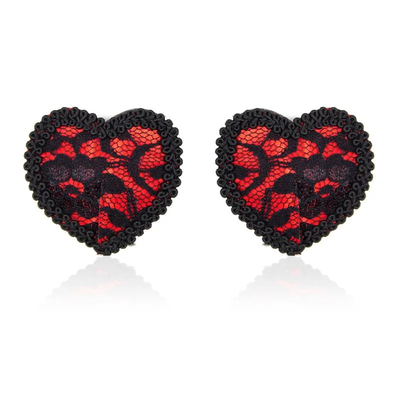 Ouch Tapa Mamilos Renda Vermelho Preto