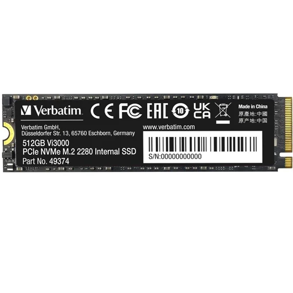 Verbatim ssd vi3000 512gb pcie nvme m.2 (3000mb/s)