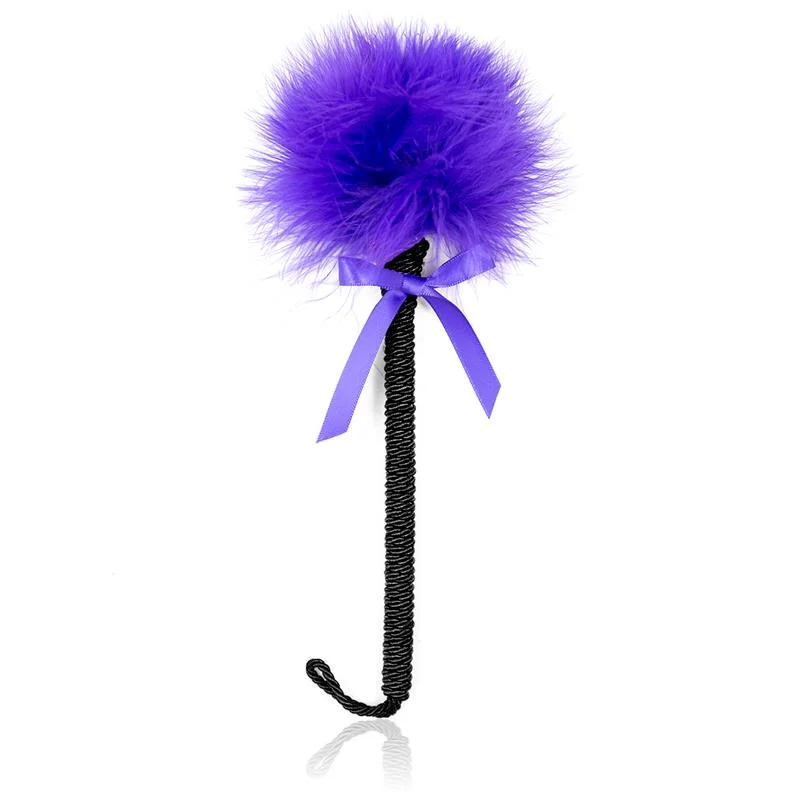 Espanador de penas com laço 25 cm roxo