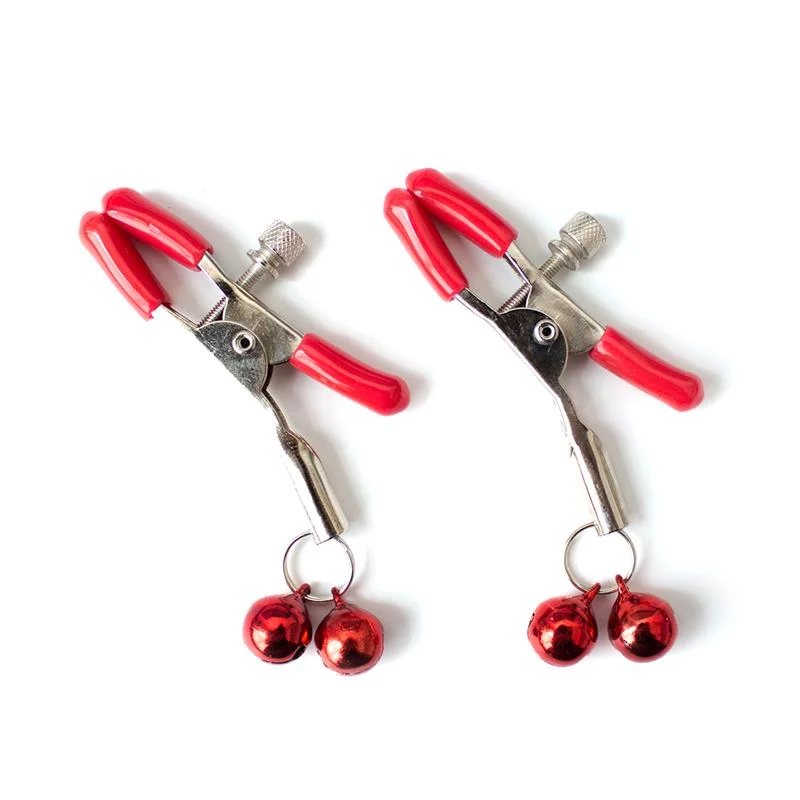 Pinças para mamilos com guizos metal vermelho