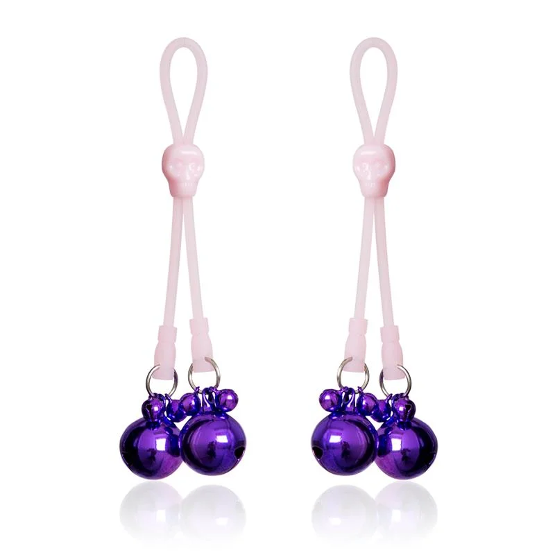 Pinças para mamilos abóboras e sinos silicone e metal rosa/p