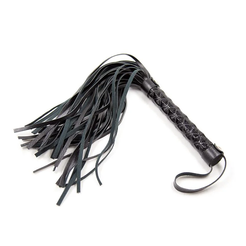 Flogger com padrão de diamante e pega de metal 39 cm preto