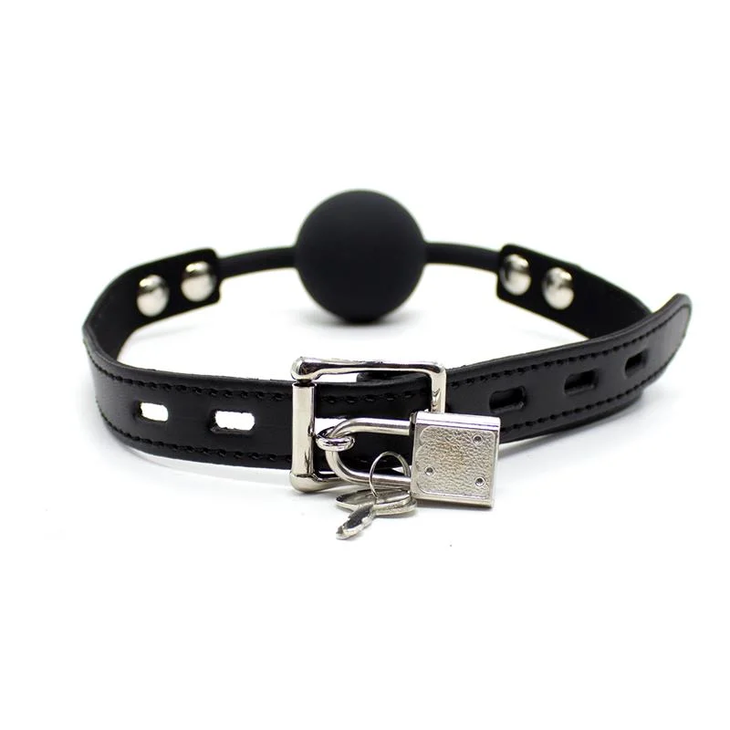 Mordaça de bola de silicone 4 cm com cadeado preto