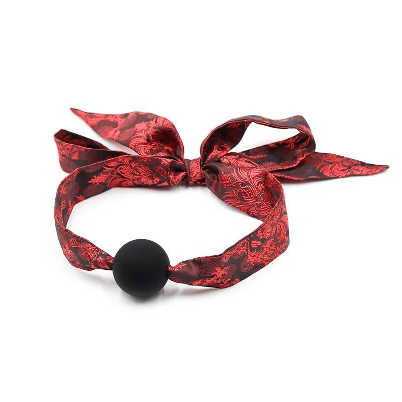 Mordaça de bola suave de silicone preto/vermelho
