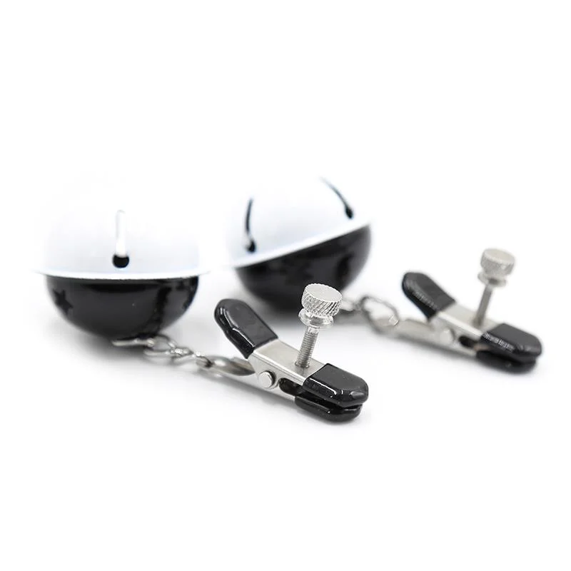 Pinças para mamilos com guizos branco/preto