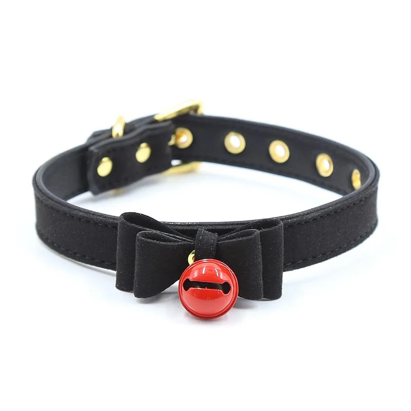 Colar com laço e guizo 44 cm preto/vermelho