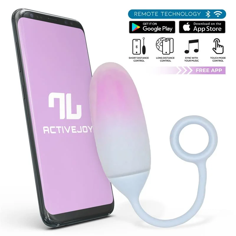Ovo de silicone de camada dupla cor-de-rosa/azul com app