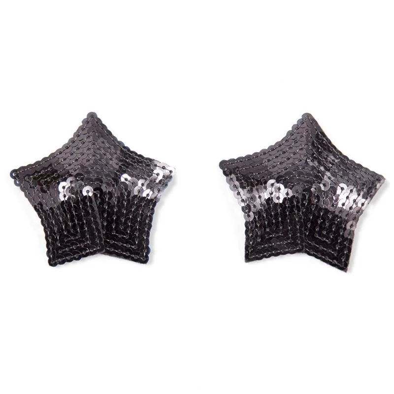 Ouch Tapa Mamilos Estrela Lantejoulas Preto