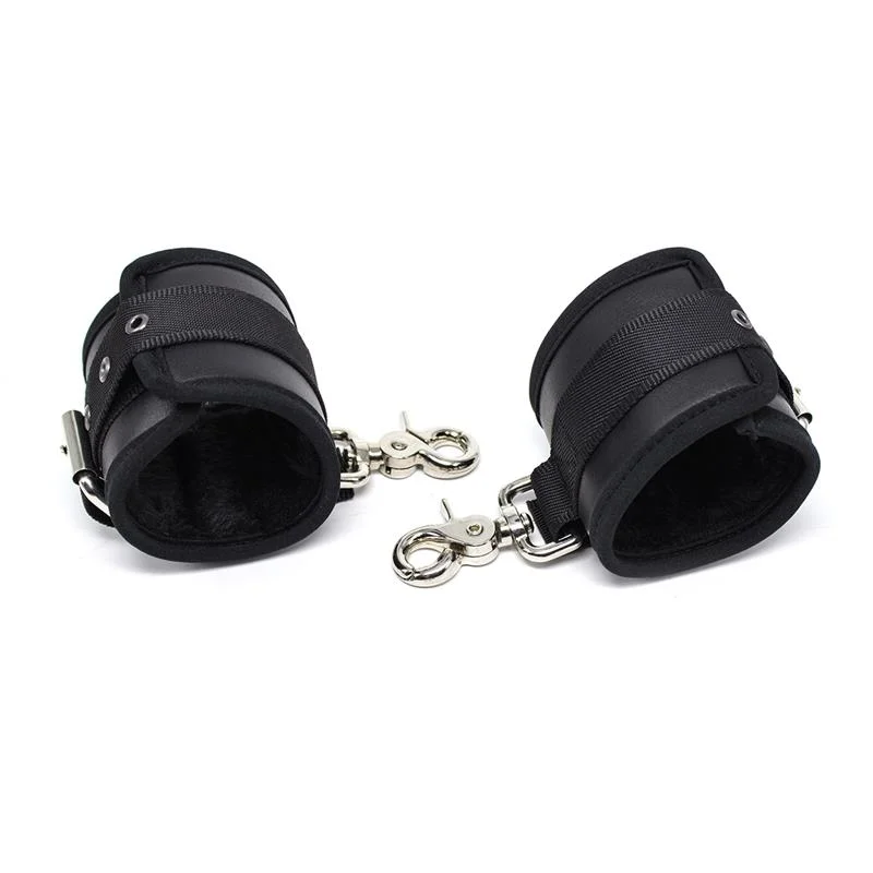 Algemas de couro mosquetão grande grande preto