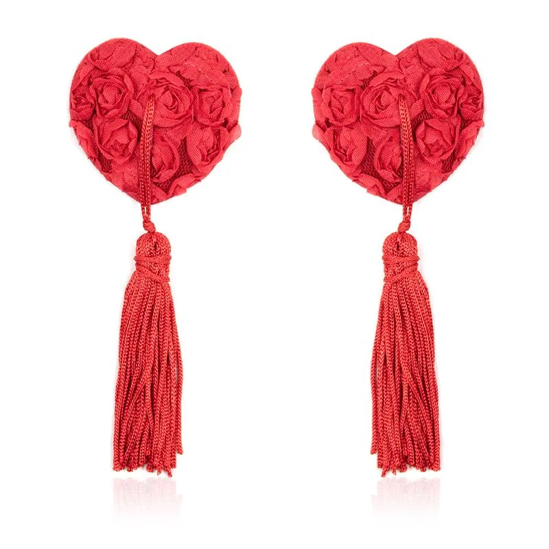 Ouch Tapa Mamilos Renda Floral Vermelho