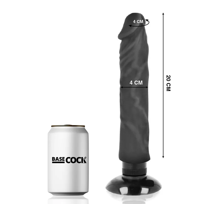 Vibrador basecock realístico basecock 2-1 preto 20 cm -o-