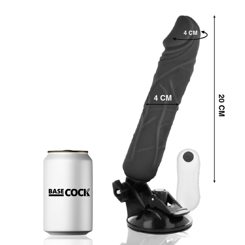 Vibrador basecock de controle remoto realístico preto 20 c