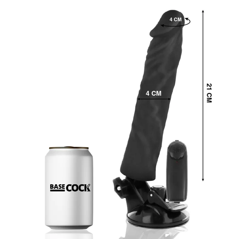 Vibrador Basecock controle remoto ealístico preto 21 cm -