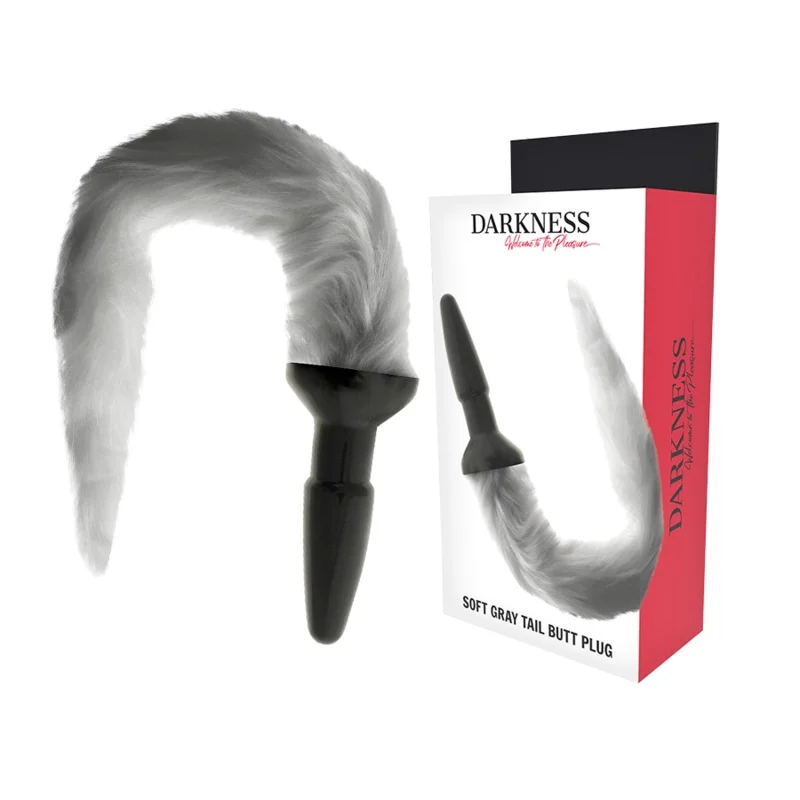 Darkness - plug anal de silicone com cauda cinza