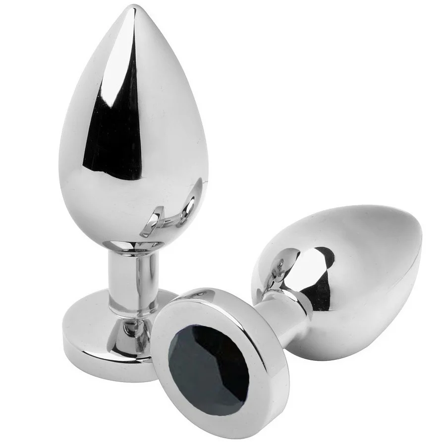 Metal hard - plug anal diamante preto pequeno 5,71cm