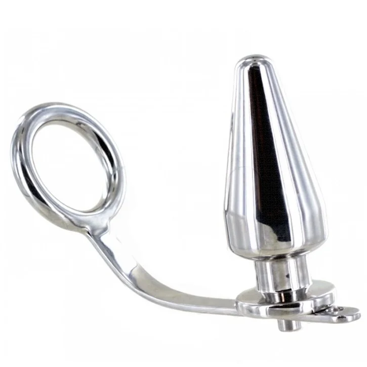Metal Hard Anel Aco com Plug Anal 45mm