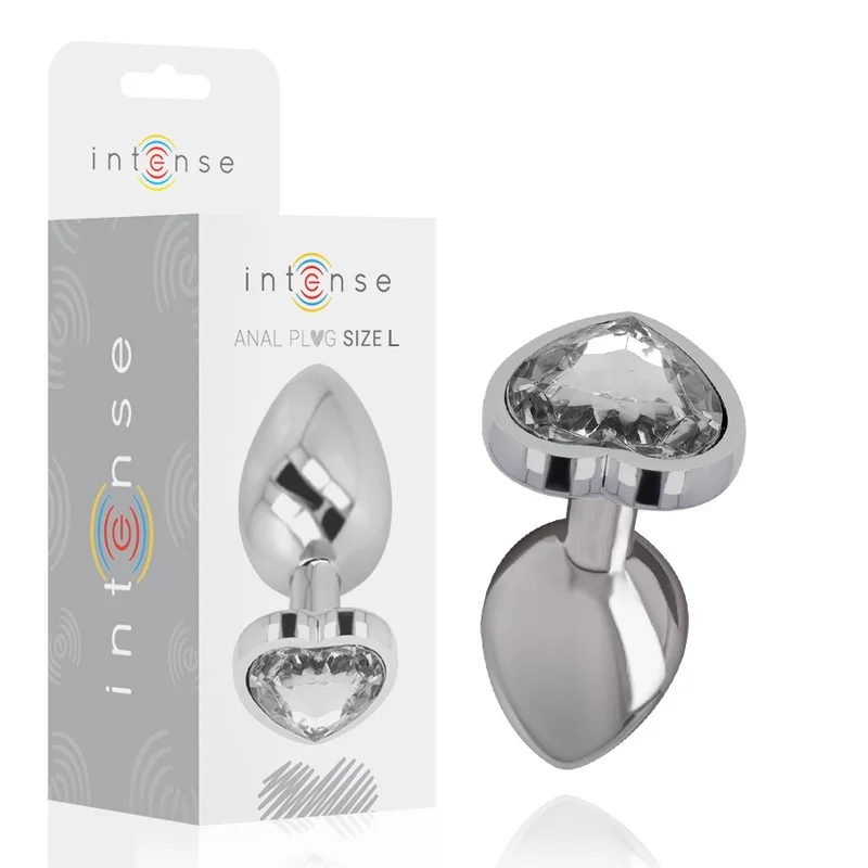 Intense - plug anal metal alumínio branco corao tamanho l