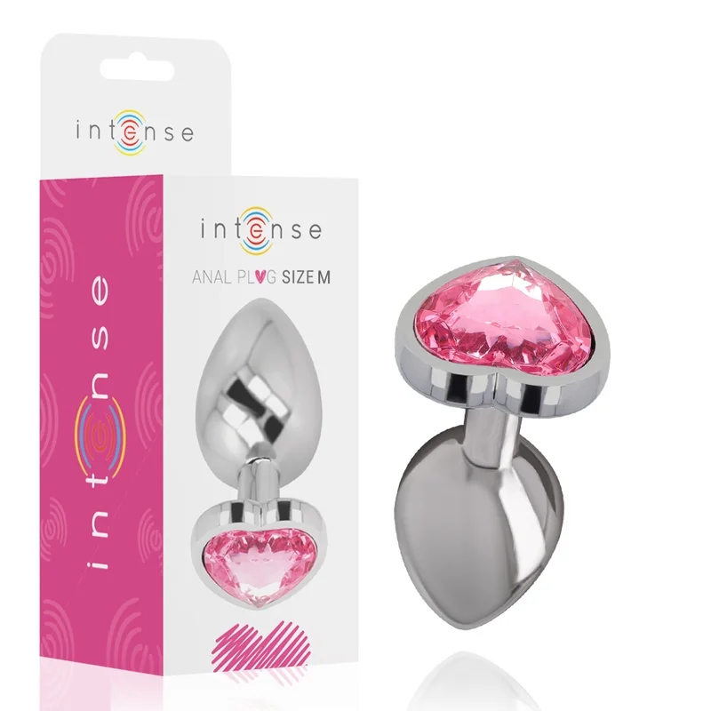 Intense - plug anal de alumínio metal corao rosa tamanho m