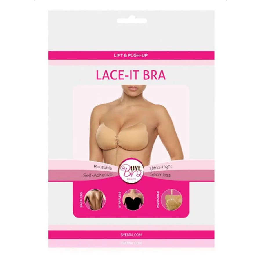 Bye-bra - lace-it aprimoramento push-up beige copa d
