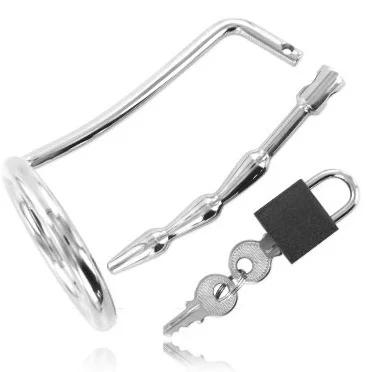Metal Hard Anel Testicular com Plug Uretral