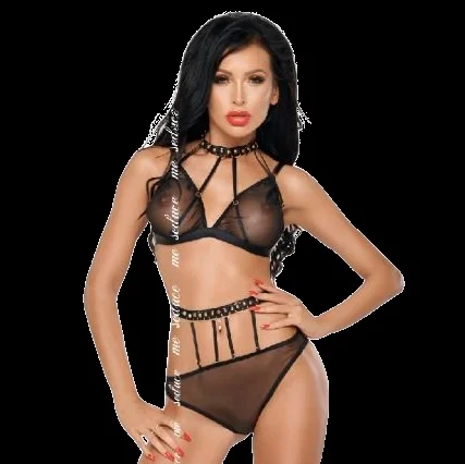 Me-seduce - dotty conjunto duas peças preto s/m