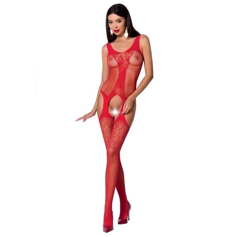 Passion - woman bs072 bodystocking tamanho único vermelho