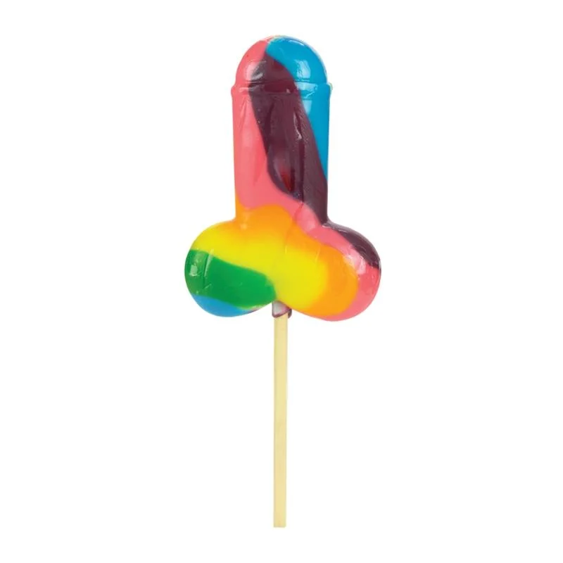 Chupa-chupa multicolorido em forma de pénis