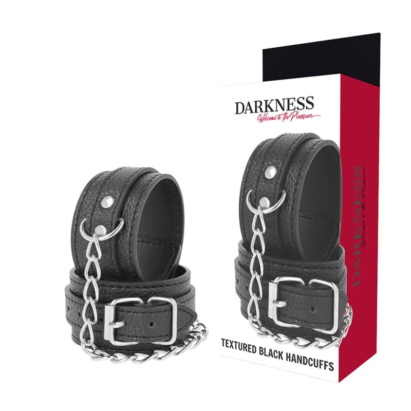 Darkness - algemas de couro texturado preto