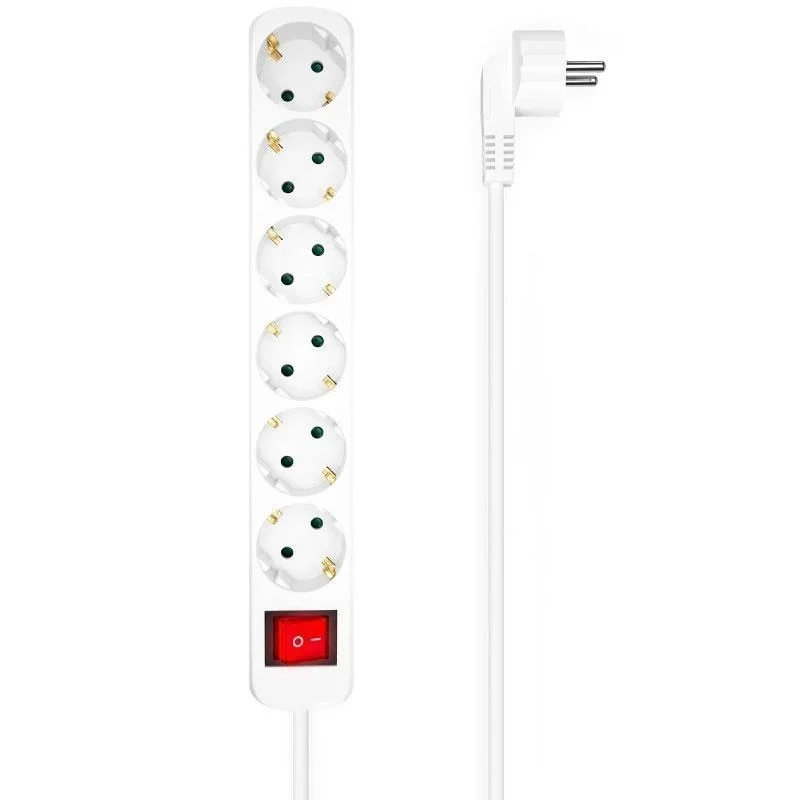 Regleta 6 salidas aisens c/interruptor con cable 3x1.5mm2 bl
