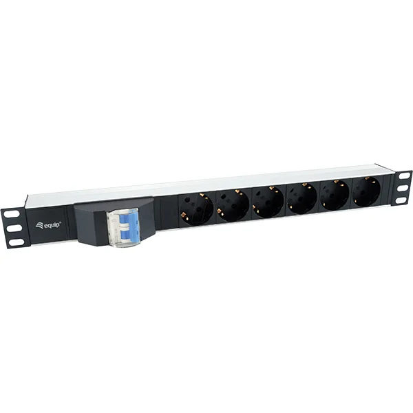 Equip regua tomadas 19" 6xschuko 16a c/disjuntor alu. 1.8mt