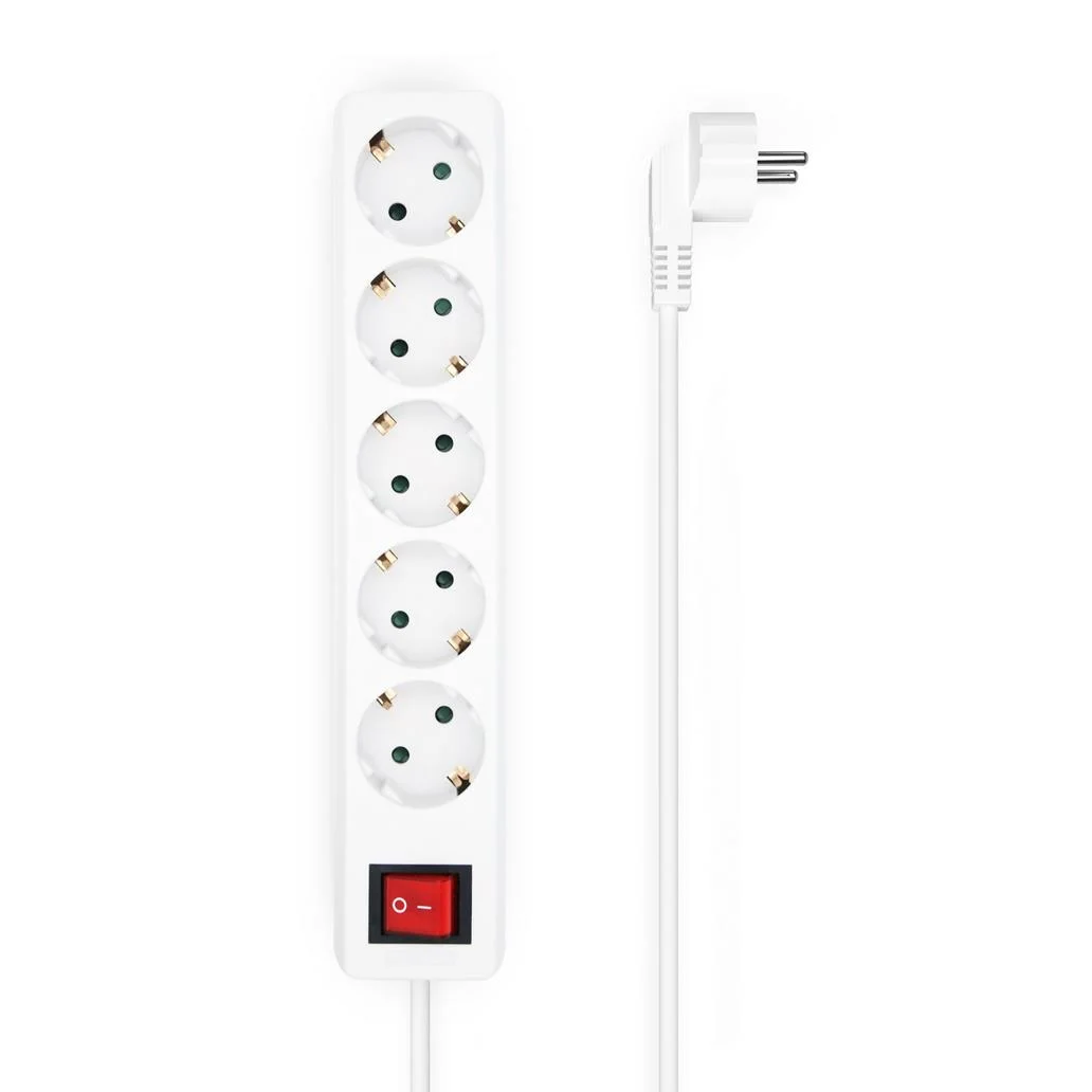 Regleta 5 salidas con interruptor cabo 3x1.5mm2 branco 1.4m
