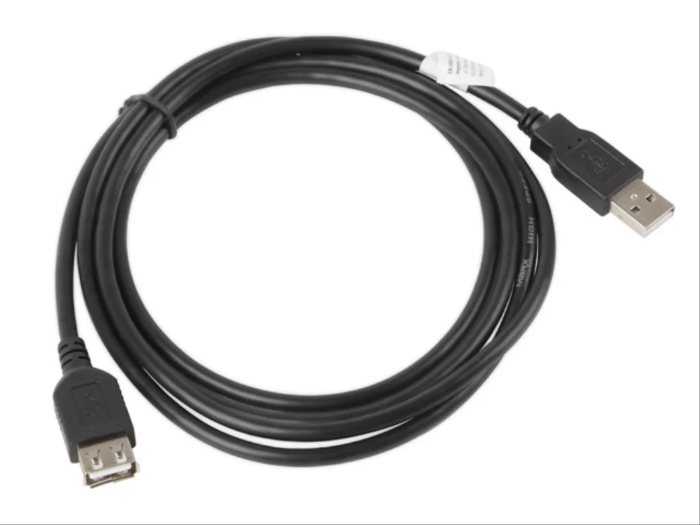 Lanberg cabo de extensão usb 2.0 macho macho fêmea 1,8m pret