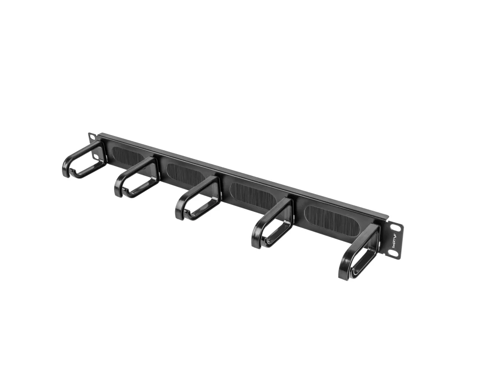 organizador de cabos Lanberg 5 anéis 19" 1u tipo b preto