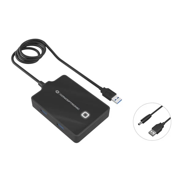 Conceptronic hub usb3.0 4 port usb3.0 c/ cabo 90cm black+ ca