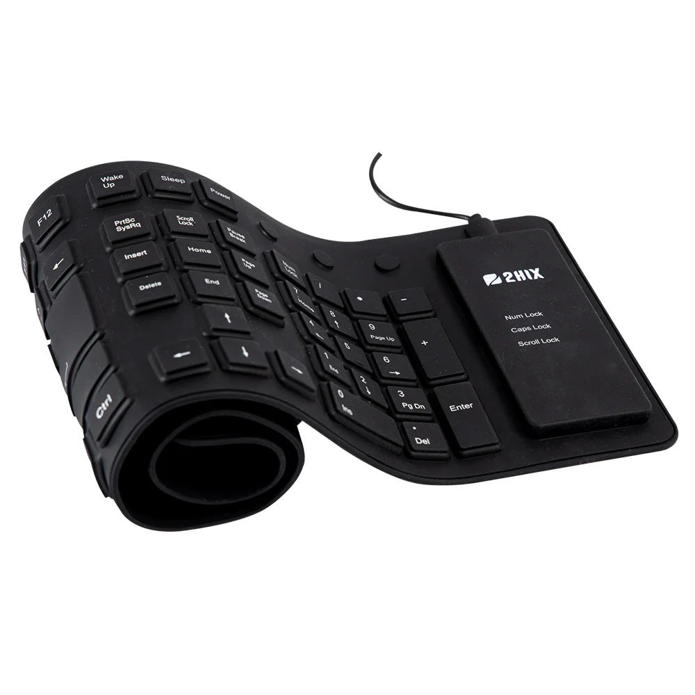 Teclado 2hix Slicone Lavável Flexivel Usb Preto Layout PT