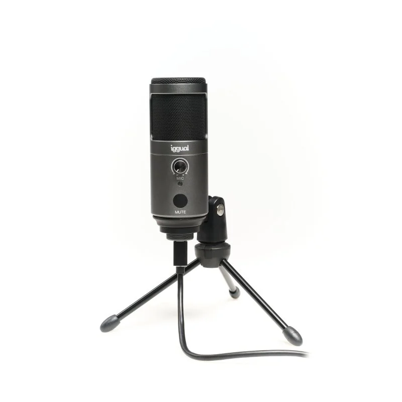 Microfone iggual igg317273 condensador para streaming cinzen