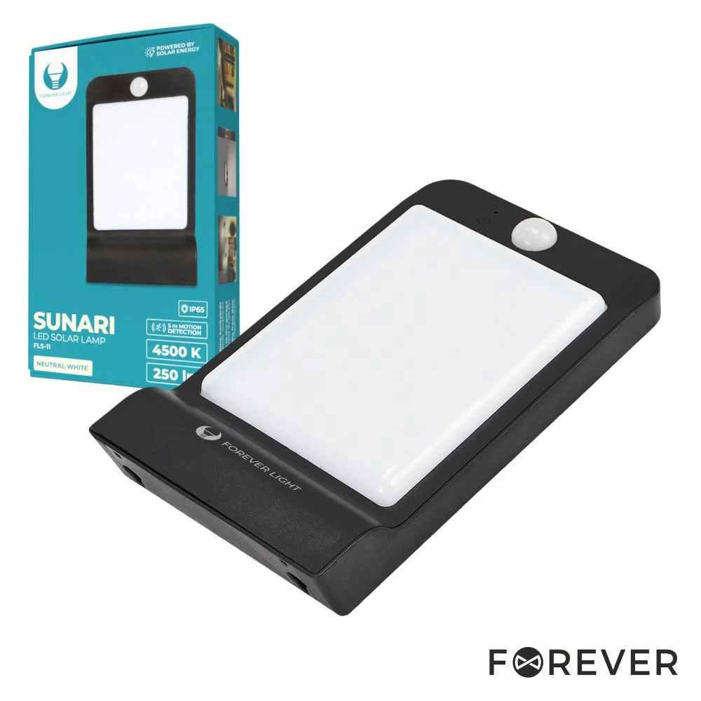 Aplique exterior solar c/ sensor pir 250lm ip65 forever