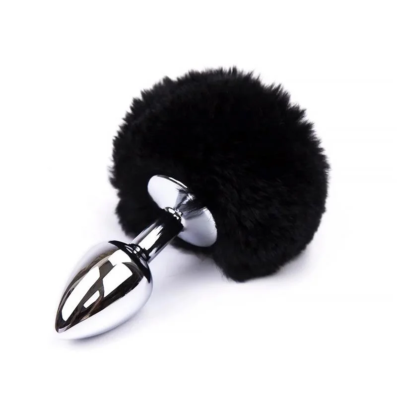 Plug anal com pompom preto tamanho s